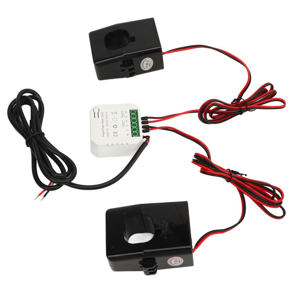 WiFi Smart Energy Monitor Single Phase Clamp Electricity Meter with 2 200ACT Current Transformer 90‑250VAC
