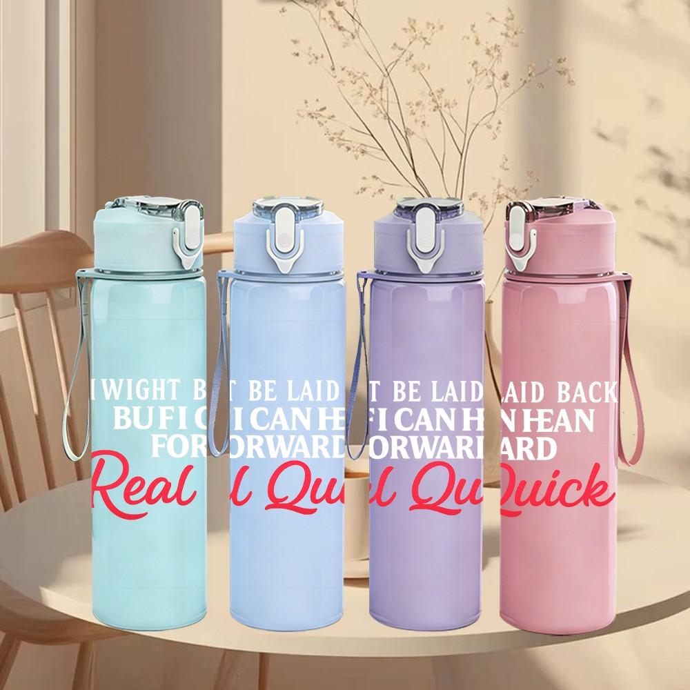 1PC Real Quick Red Letter Art 750ml Color Plastic Sports Water Bottle Leakproof Flip Straw Lid Suitable for Sports Office Home Use