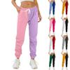 Women's Fashion Sport Solid Color Blocking Drawstring Pocket Casual Sweatpants Pants