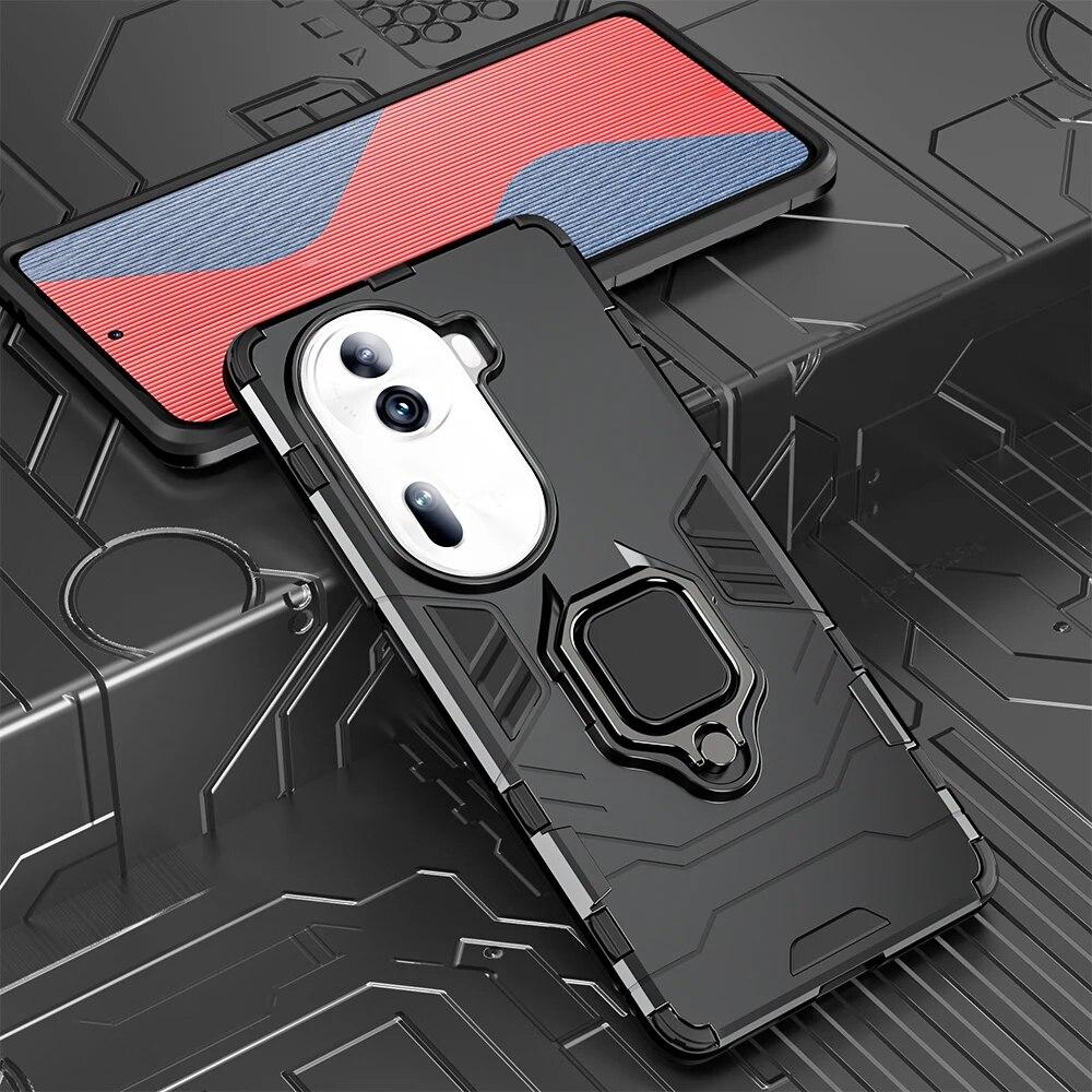 KEYSION Противоударный защитный чехол для OPPO Reno11 11 Pro 5G, мягкий силикон + ПК с металлическим кольцом-подставкой, задняя крышка для телефона OPPO Reno 11 5G