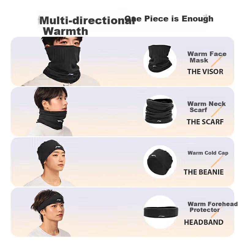 Li-Ning Cycling Neck Gaiter, Winter Men's Face Mask, Cold-Proof And Warm Head Cover, Neck Warmer Scarf Hat, Windproof Dustproof Ski Equipment