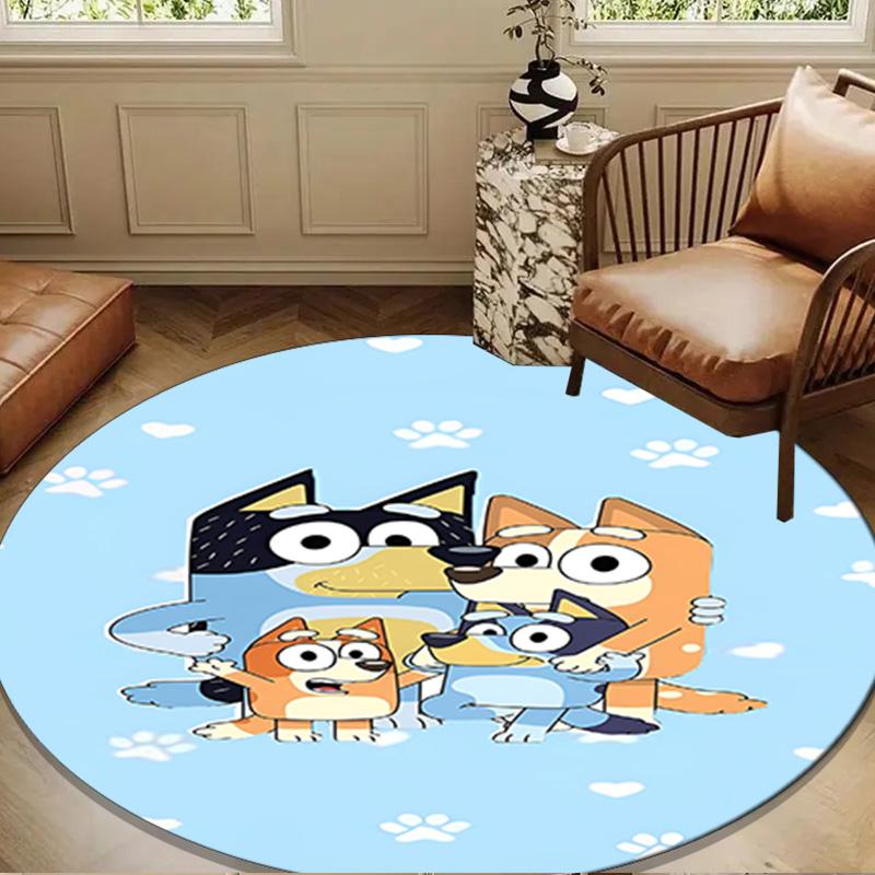 Paw Prints And Bluey Friends Round mat Home Decor, Chair rug For livingroom,Bedroom, doormat home decor Birthday Gift Christmas Gifts