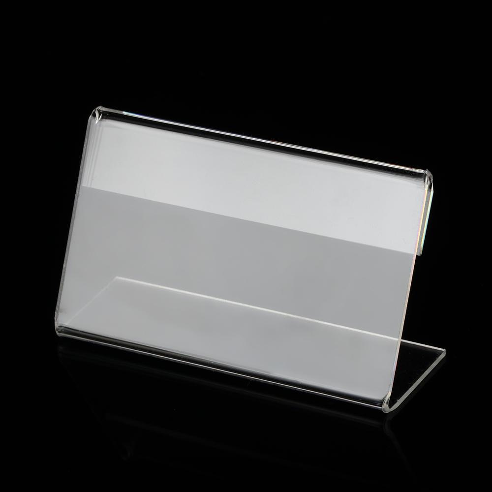 Mall L Shape Acrylic Sign Display Holder Shelf Label Holder Price Card Tag Counter Top Stand