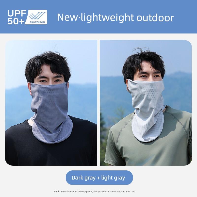 Sun Protection Mask for Men and Women, Summer Full-Face Cover, Ear-Hanging Veil, Ice Silk Versatile Headscarf, Cycling and Driving Neck Protector