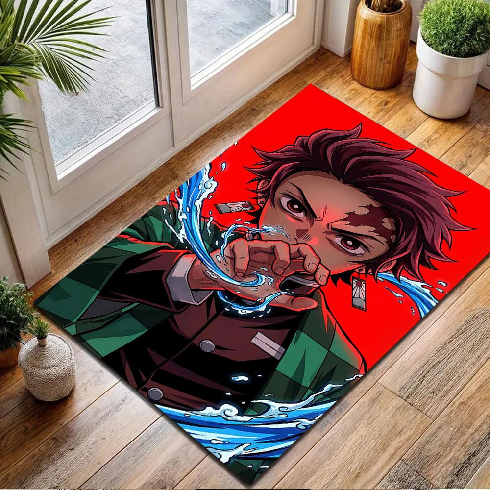 Anime Warrior with Water Power Patterned carpet, non slip mat suitable for living room and bedroom sofas