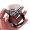 Irregular Striped Pattern Wide Cuff Bangle Black White Color Geometric Round Bangle  for Women