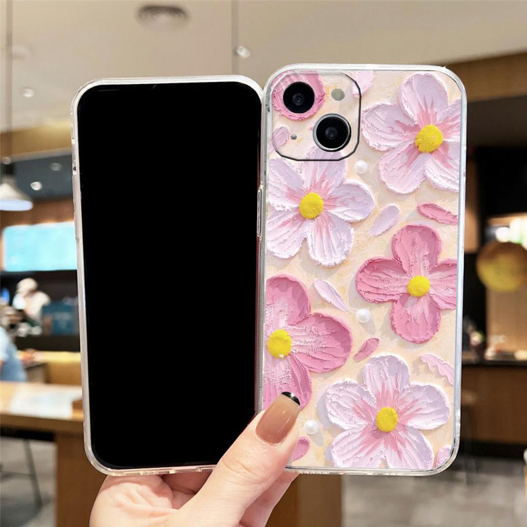 Чехол для телефона для iphone 7 8 6 Plus 11 12 13 14 Pro Max SE 2020 2022 Пара Цветок Розы Масляная Живопись Прозрачный Мягкий Чехол