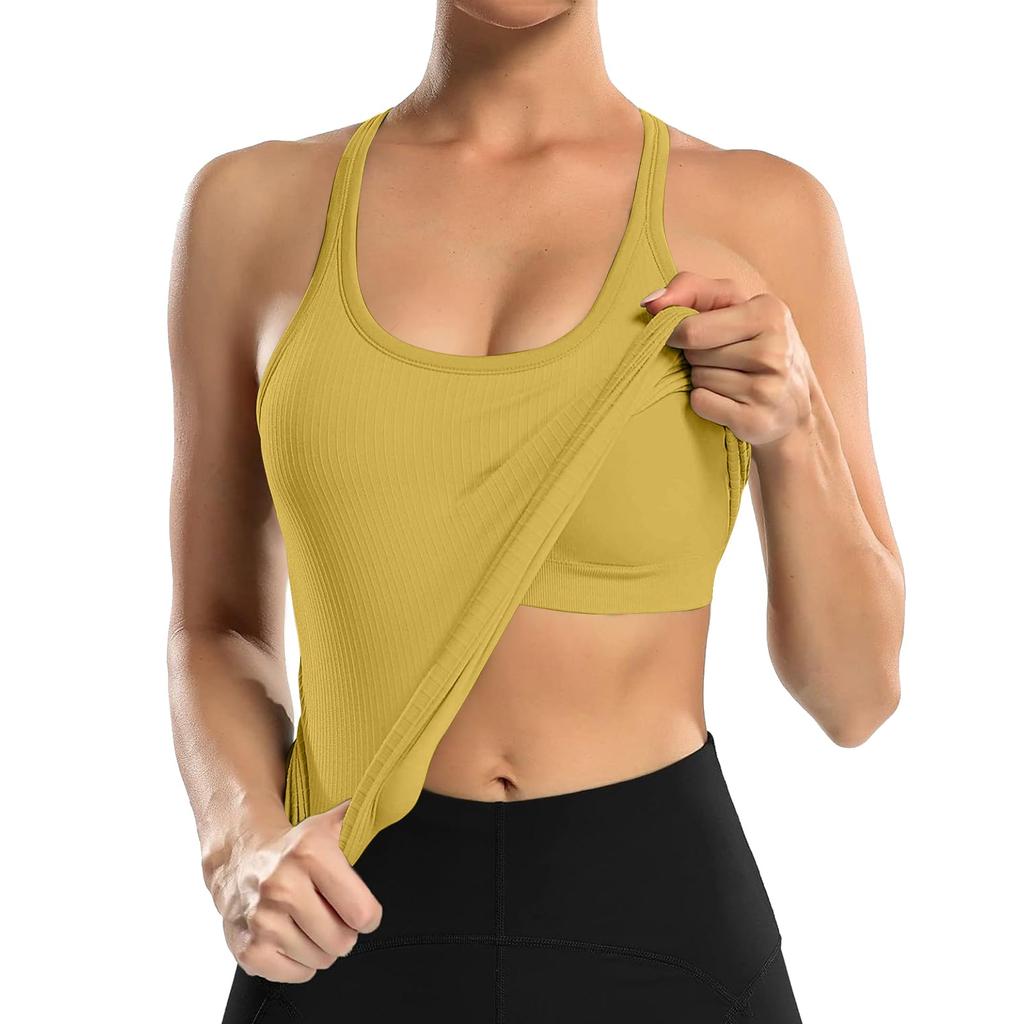 Breathable And Shock-absorbing Sports Bra With Chest Cushion And Herringbone Thread Top For External Wear