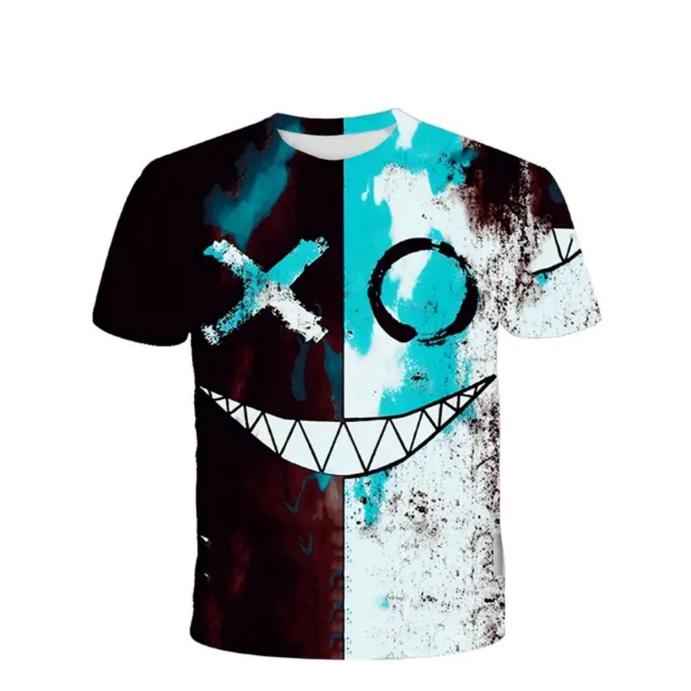 Children's and boys' clothing cool technology cartoon characters 3D printed pattern T-shirt outdoor casual short sleeved boys' T-shirt