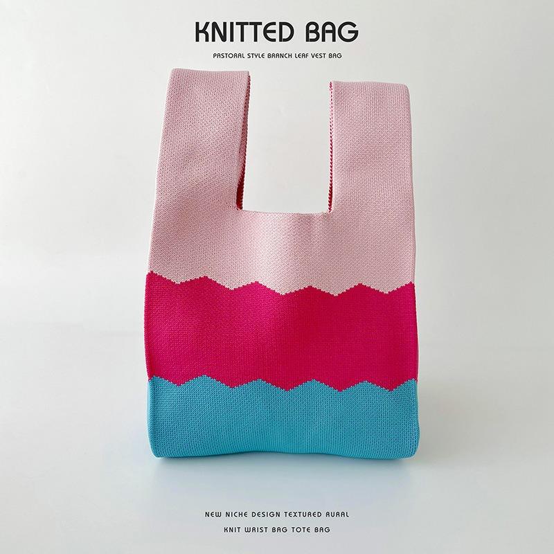 Простая вязаная сумка на плечо в тон, Повседневная универсальная сумка-тоут большой вместимости