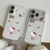 Розовый клетчатый космический чехол Hello Kitty для Apple 14/13 Pro/15/16/17 Pro Max - Прозрачный и ударопрочный