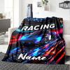 Custom Name Racing Theme Printed Blanket - Perfect for Couch, Bed, Travel & Outdoor Use | Machine Washable, Cozy & Durable.