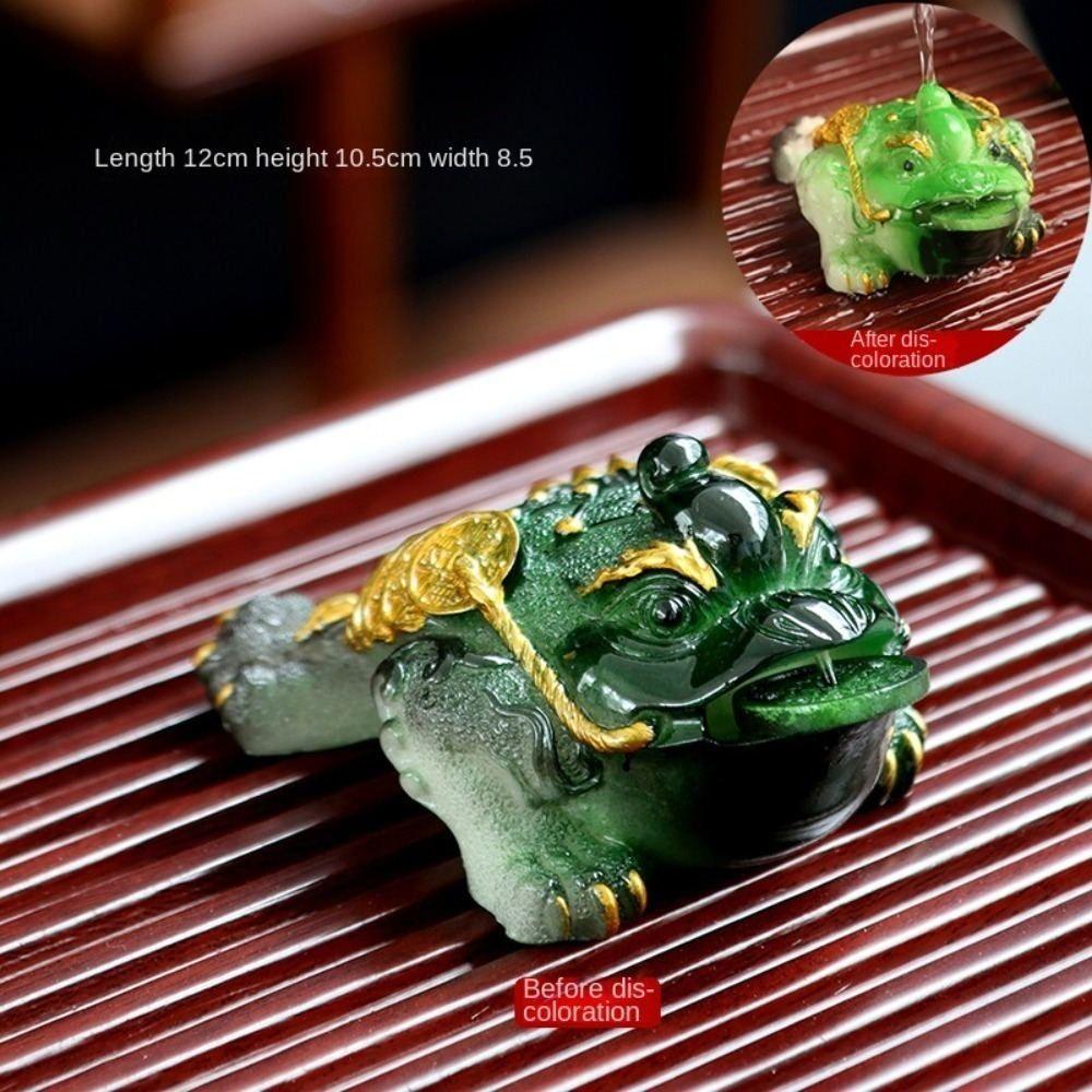 Red Golden Toad Tea Pet Resin Lucky Water Tea Pet Cute Color Changing Tea Pet Tea Table Decoration