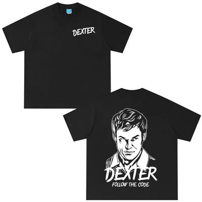 Футболки TV Play Dexter Morgan Следуй кодексу Мужские Женские Повседневные Хлопковые С короткими рукавами Оверсайз Футболка Модная Винтажная футболка
