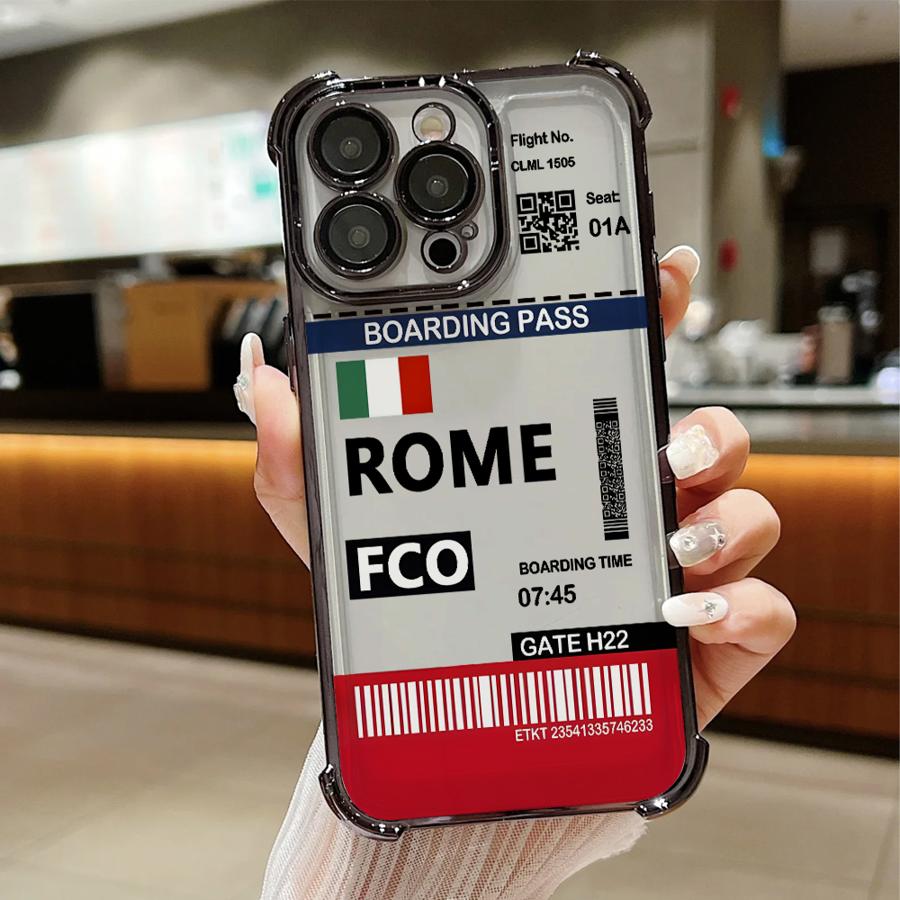 Чехол Hot Air Rome Label для Apple iPhone 17 Air 16 15 14 Plus 13 12 11 Pro Max 16e Прозрачный чехол