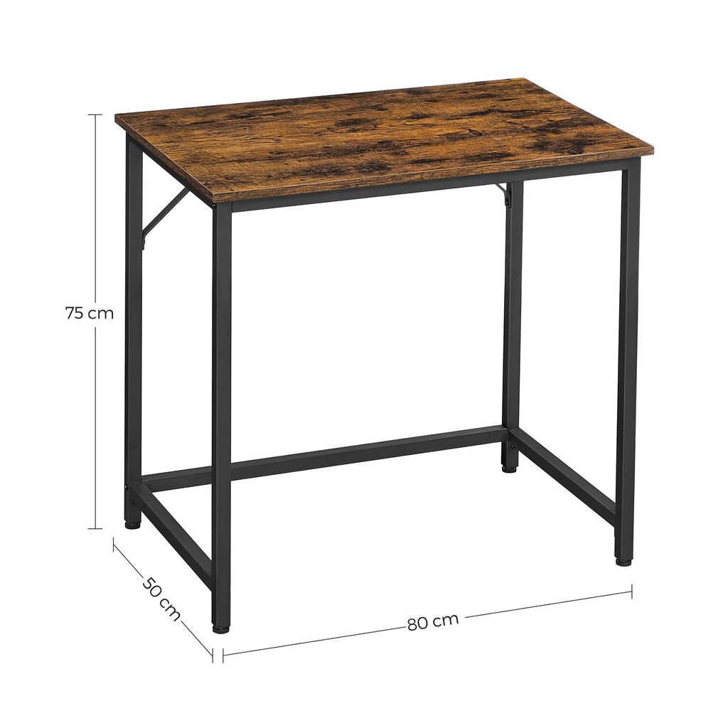 VASAGLE Writing Desk, Computer Desk, Small Office Table, 80 x 50 x 75 cm, Study, Home Office, Simple Assembly, Steel, Industrial Design