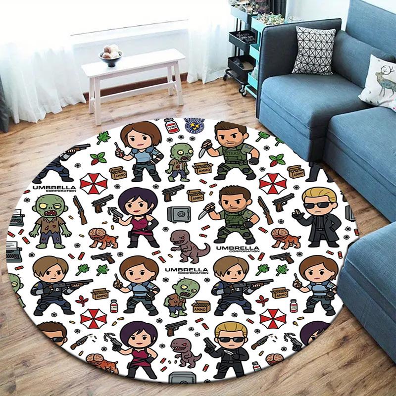 Resident Evil Round Area Rug Carpet Rug For Living Room Bedroom Sofa Playroom Decor Nonslip Floor Mat