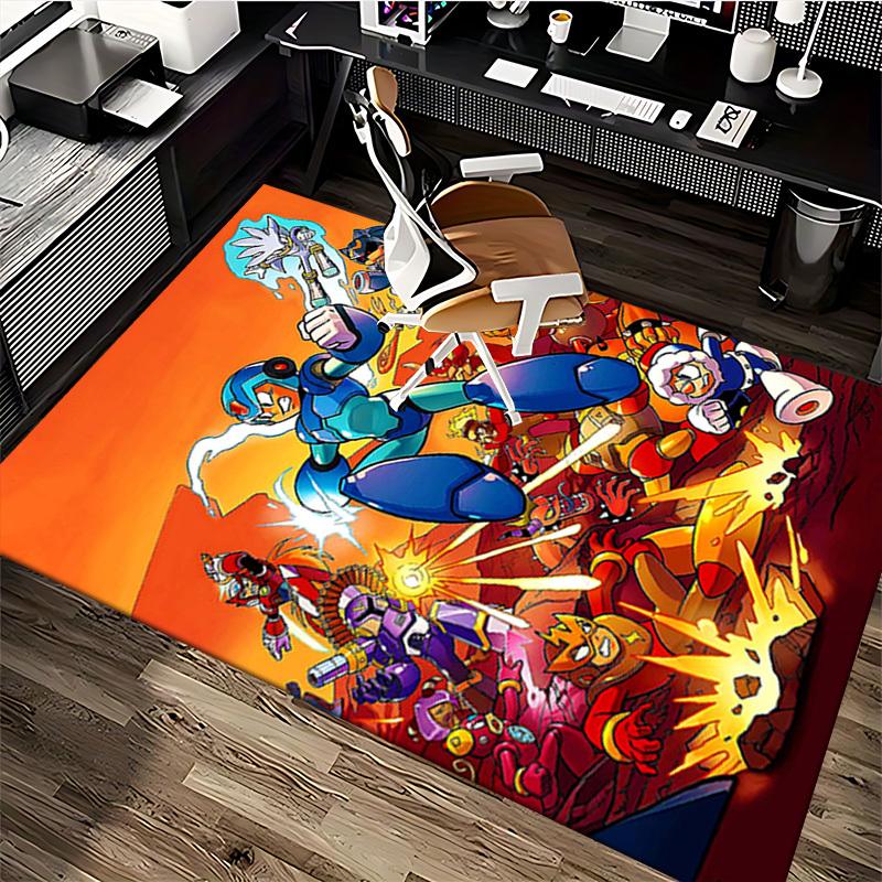 1pc Mega Man Anime Cartoon Design Office Chair Mat Non-Slip Carpet for Home Decor Living Room Bedroom Game Room Gift All Seasons Universal.Y078