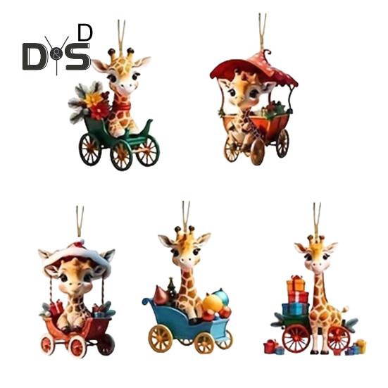 Christmas Snowman Car Pendant 2D Acrylic Cartoon Snowman Cow Hanging Ornament for Home Garden Christmas Tree Decoration Party Gift