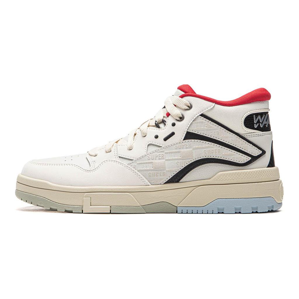 Li Ning Wave MID Abrasion Resistant, Lightweight, Balanced Mid top Skateboard Shoes Unisex White Gray AGCV265-1