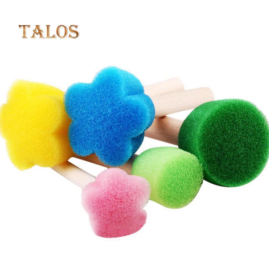 OUGEYA 5Pcs Wooden Sponge Painting Brushes DIY Graffiti Tools Kids Educational Toys