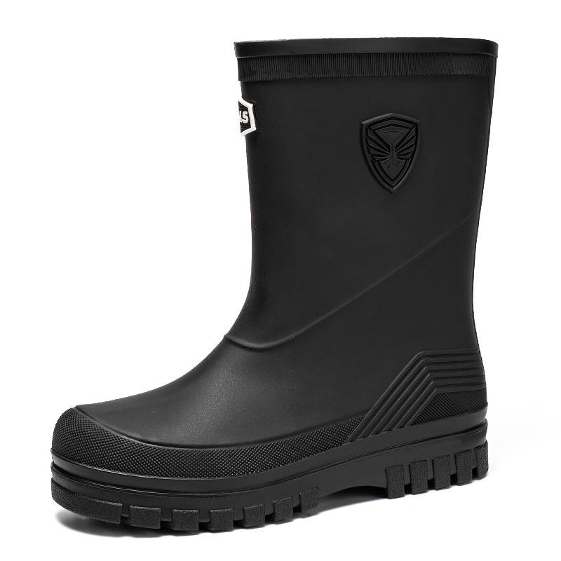 Fashion Men's Waterproof Shoes Rain Boots Medium Tube Korean Version Japanese Rubber Shoes Foot Cover Adult Foreign Trade Export