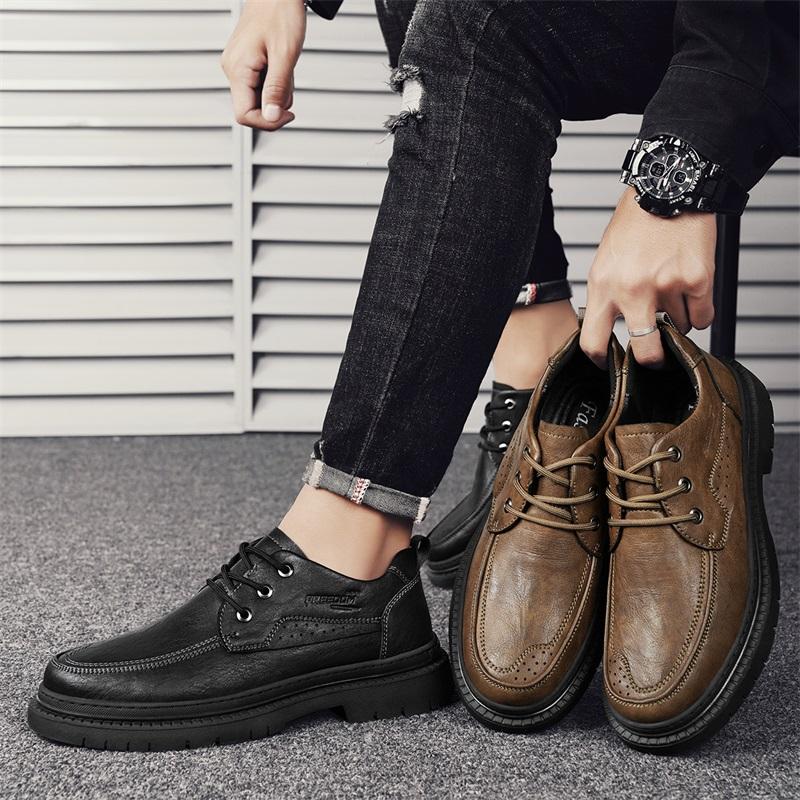 Fashion New Men Footwear Luxury Brand High Quality Oxford Shoes Men's Casual Lace Up Dress Shoes Genuine Leather Moccasins Office Shoes
