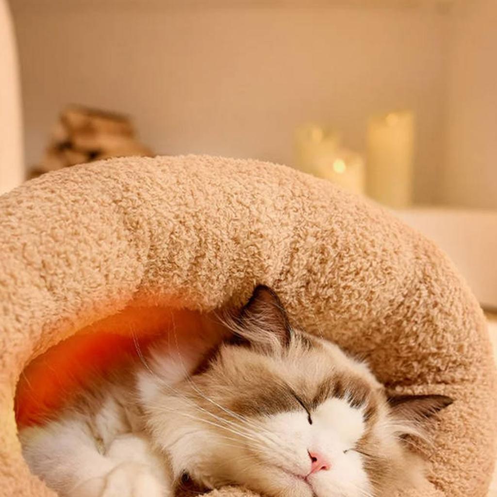 Зимний спальный мешок для кошек, складчатый мешок для кошек, съемный мешок для сна для кошек, 360° теплый полузакрытый спальный мешок для кошек, кровать с пещерой, зимний теплый сон для домашних животных