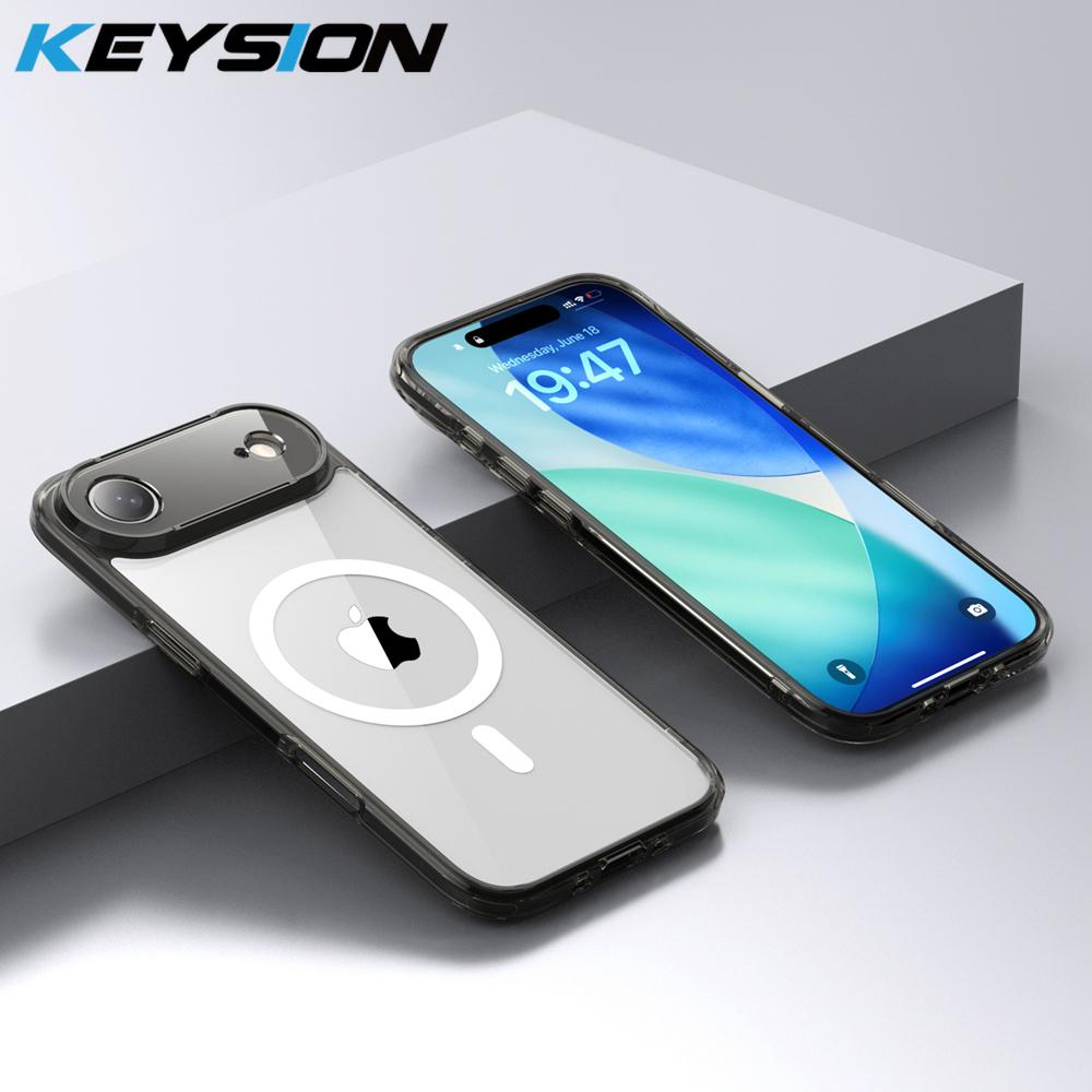 KEYSION Противоударный прозрачный чехол для MagSafe для iPhone 17 Air HD Прозрачный ТПУ+ПК Магнитная беспроводная зарядка Задняя крышка для телефона