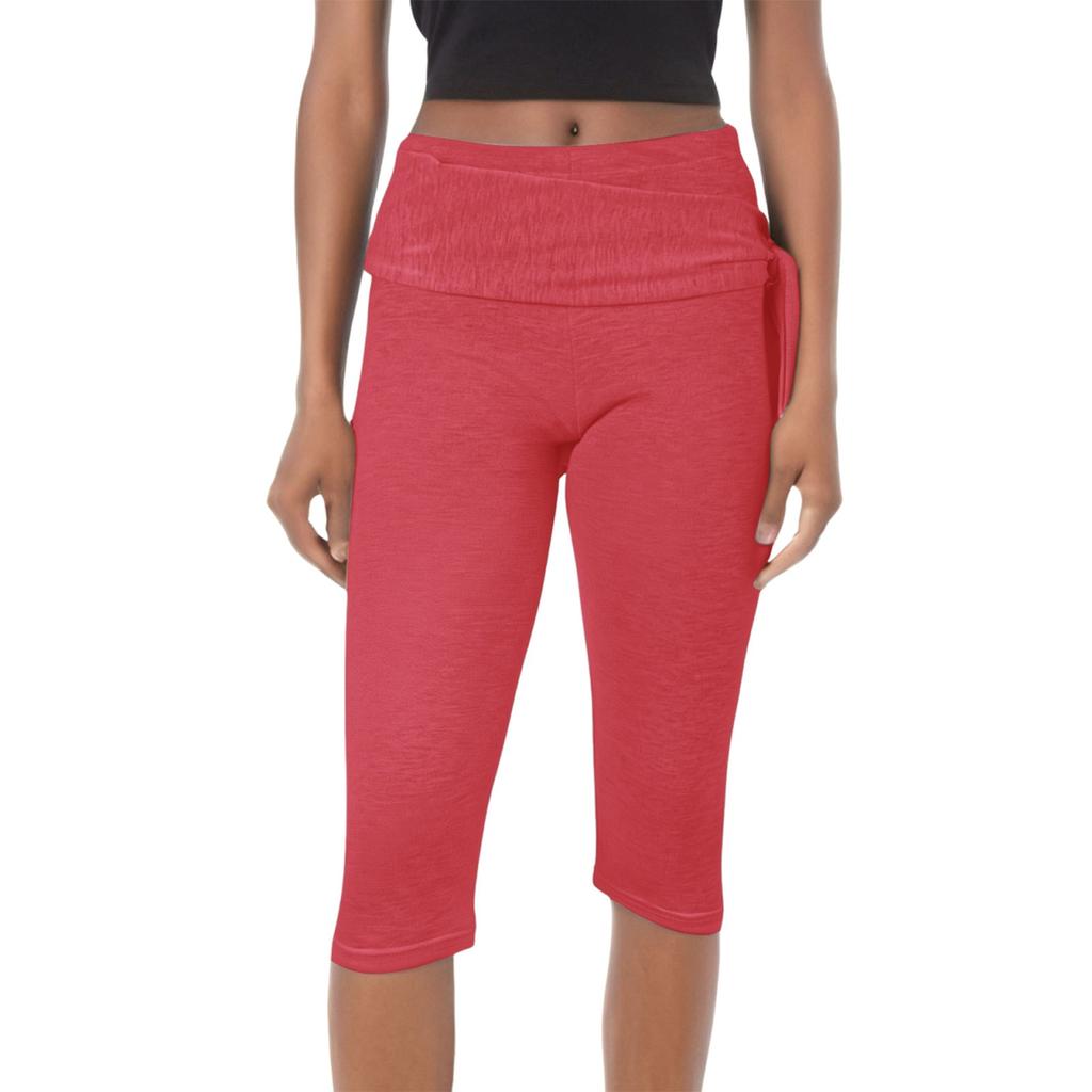 Женские облегающие брюки с низкой посадкой, эластичным поясом и двумя укороченными леггинсами, повседневные штаны для йоги с подъемом бедер