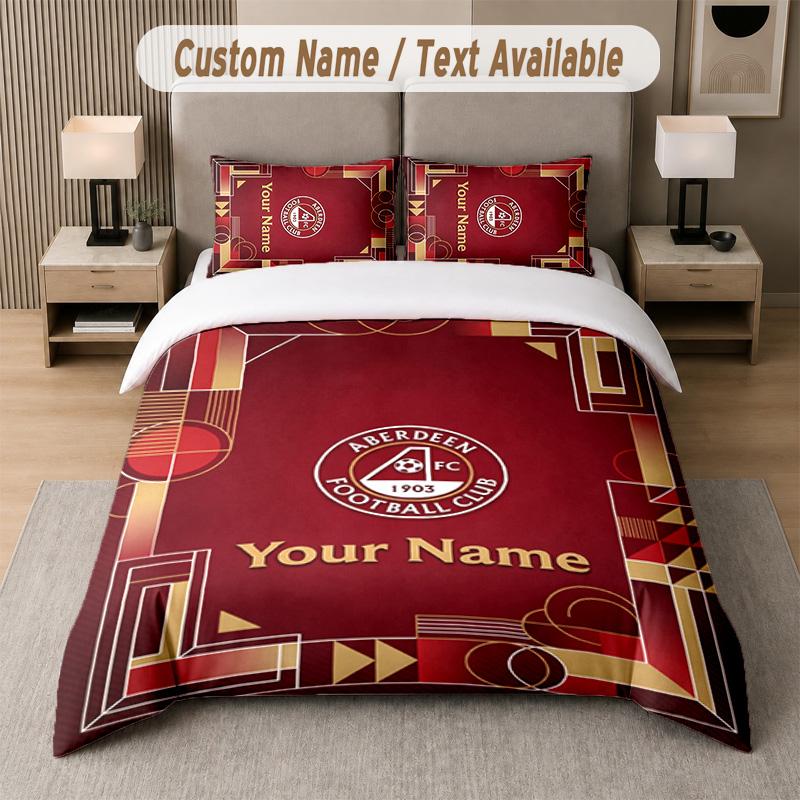 Aberdeen FC Design Bedding Set Custom Text 1 Duvet Cover & 2 Pillow Cases