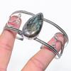 Natural Labradorite Gemstone 925 Sterling Silver Cuff Bangle Adjustable P6c98