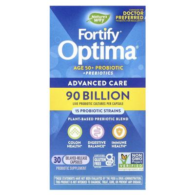 Fortify Optima, 50+ Пробиотик + Пребиотик, Улучшенный уход, 90 миллиардов КОЕ, 30 капсул с замедленным высвобождением