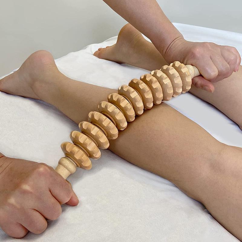 Wooden Massager Handheld Roller Stick Trigger Point Manual Massage Tools Body Muscle Pain Relief