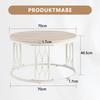 Round Coffee Table with Wood-Look Top and Metal Frame, Modern Living Room Table with Geometric Iron Frame, Sturdy Round Side Table, approx. 70x40.5 cm