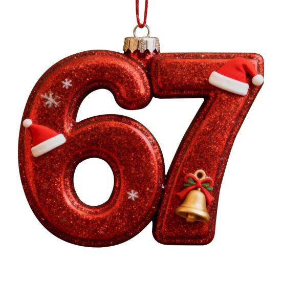 67 Christmas Ornament 2D Flat Funny Six Seven Meme Christmas Decoration Gifts for Teens Adults Humor Lovers