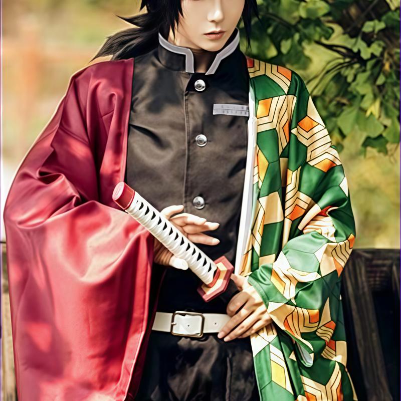 Аниме Kimetsu No Yaiba Tomioka Giyuu аксессуары для костюмов для косплея Pak Uniformen Kostuums Pruik Kind Volwassen Feest Cadeau
