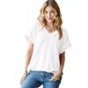 Casual Ribbed Jacquard Knit Loose V-Neck Short Sleeve T-Shirt, European American Style for Crossborder Dropshipping