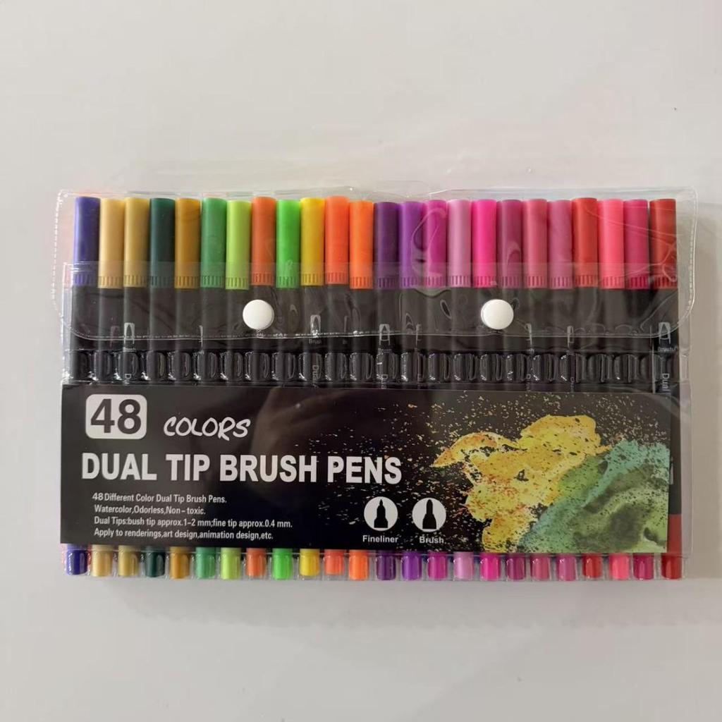 Набор двусторонних акварельных ручек на водной основе с цветным тонким линером и мягким наконечником