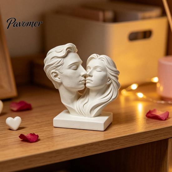 Статуя целующейся пары 3D-печатная статуя обнимающихся, Современная минималистичная арт-скульптура, Художественный бюст для домашнего стола, полки, Романтический декоративный элемент,