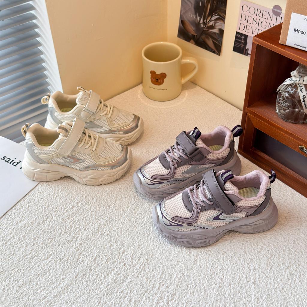 New spring and autumn sports shoes for girls, children's shoes with breathable mesh, dad-style shoes for boys, single mesh shoes for older children