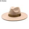 Шляпы для женщин 9,5 см, фетровые шляпы-федоры с большими полями, однотонные зимние формальные свадебные джазовые шляпы с лентой, украшения Sombreros De Mujer