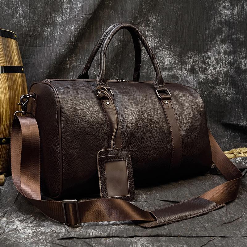 Luxury Genuine Leather Men Women Travel Bag Cow Leather Carry On Luggage Bag Travel Shoulder Bag Male Female Weekend Duffle Bag CLE
