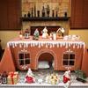 Gingerbread House Christmas Tablecloth Reusable Rectangle Table Cover with Playful Cut-Out Windows Holiday Playhouse Table Tent for Kitchen Dining