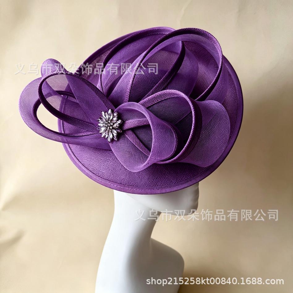 French retro imitation linen top hat mesh headgear horse racing festival banquet bridal hair accessories light luxury party top hat