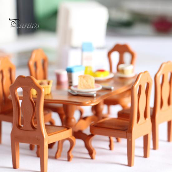 Кукольный домик Мини-Симпатичная пластиковая модель мебели Миниатюрный стол-стул Набор домашнего декора