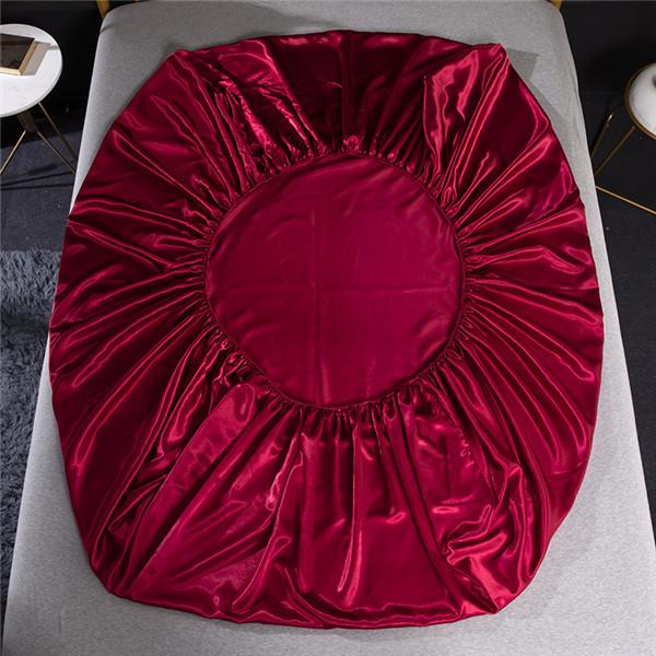 (No Pillowcases )Luxury Emulation Silk Fitted Sheet Bed Mattress Protector Cover Elastic Sheets Bed Mattress Cover Linen