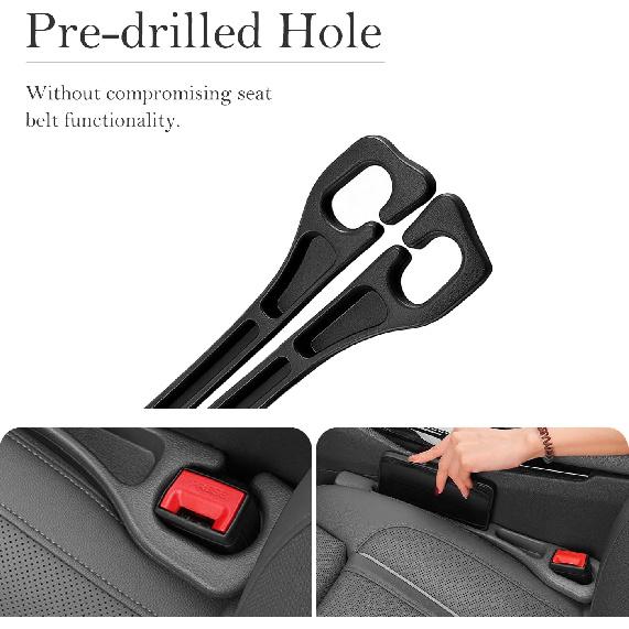 Car Seat Gap Filler 2-Pack, Universal Car Seat Gap Filler Organizer, Seat Gap Plug – Fills Gap Between Seat & Console (Black)