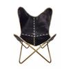 Butterfly Chair - Hand Stitching Leather Chair With Iron Openable Stand