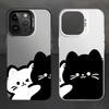 Чехол для телефона с черно-белой кошкой, подходит для iPhone 17 16 15 14 13 12 11 ProMaxPlus, противоударная задняя крышка